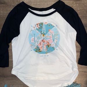 Active shirt. White and black with flowers. Size medium